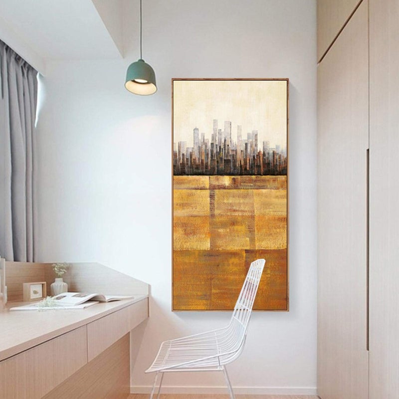 Abstract Cityscape Painting Canvas Wall Art - Image 2